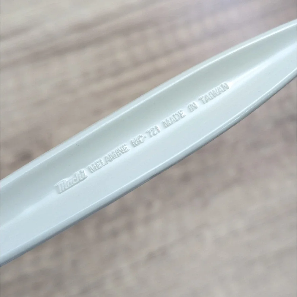Vtg Machi White Melamine Kitchen Utensils Slotted Spoon MC-721 Ladle MC-712 Set
